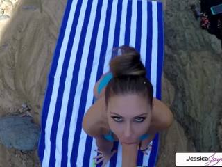 Jessica Jaymes gets fucked outside in the beach by a huge cock, big boobs